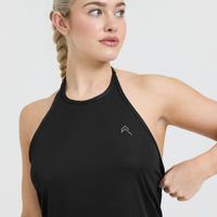 Go To High Neck Loose Crop Tank Top | Black
