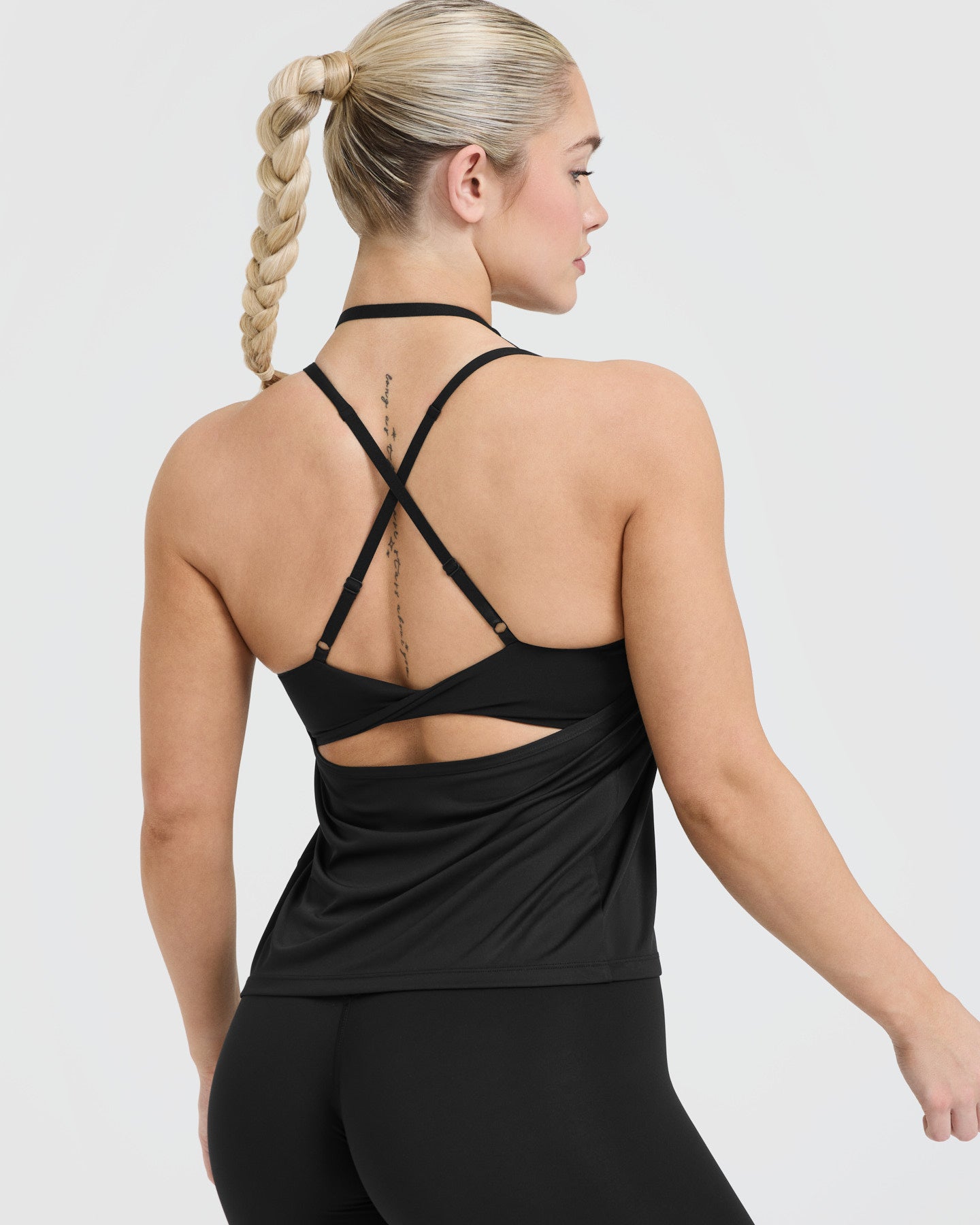 Go To High Neck Loose Crop Tank Top | Black
