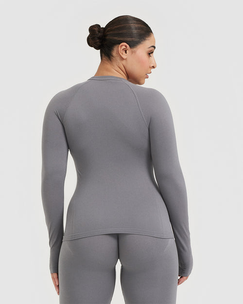 Go To Seamless Fitted Long Sleeve Top | Ash Gray