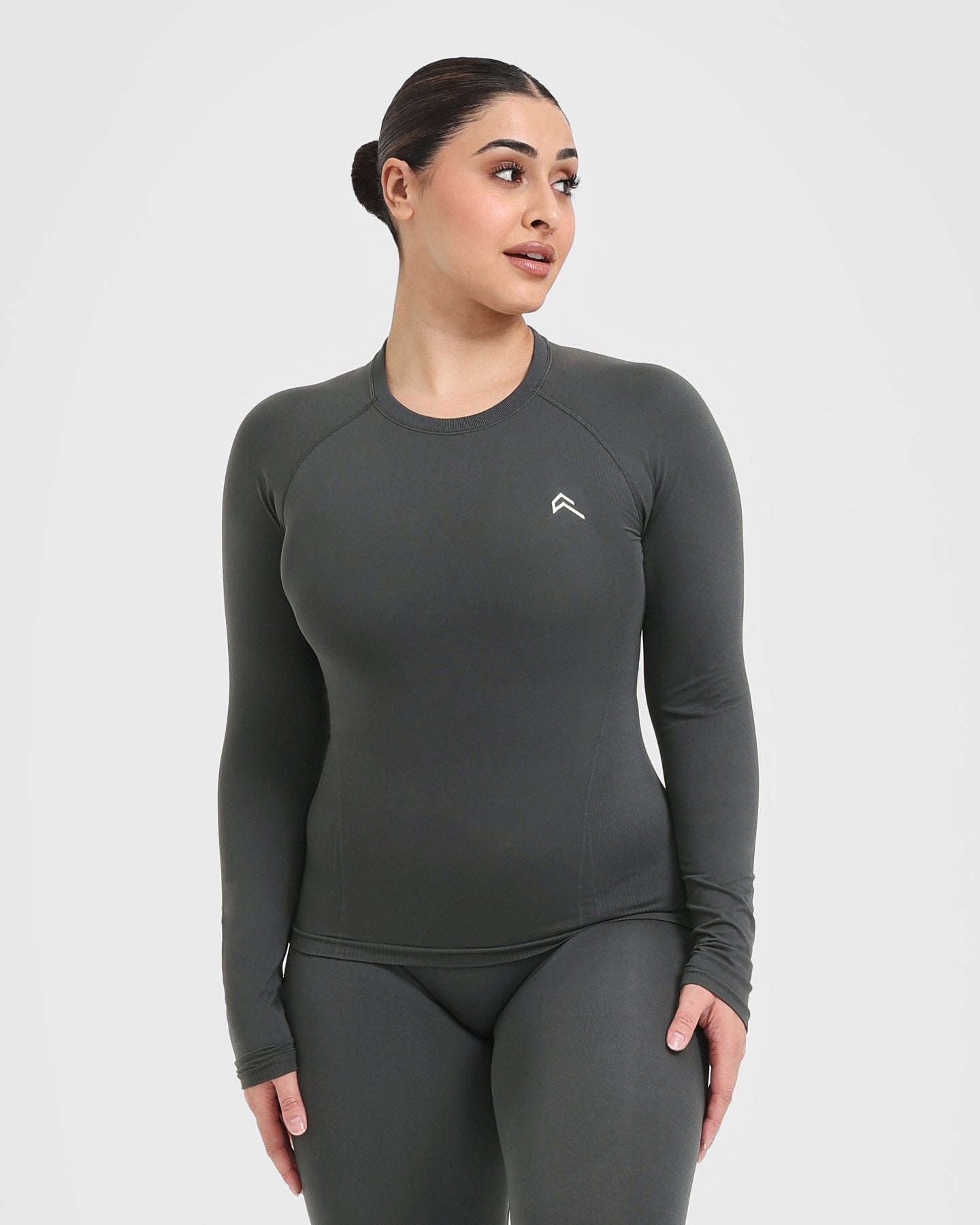Fitted Tops Grey Long Sleeve Fitted Top - Women's | Oner Active US