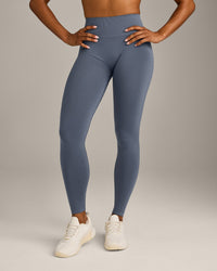 EffortlessLift™ Seamless Leggings with Gray Logo | Light Granite Blue