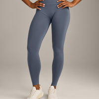 EffortlessLift™ Seamless Leggings with Gray Logo | Light Granite Blue