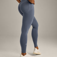 EffortlessLift™ Seamless Leggings with Gray Logo | Light Granite Blue