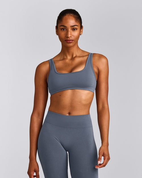 EffortlessLift™ Square Neck Sports Bra | Light Granite Blue