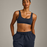 EffortlessLift™ Square Neck Sports Bra with Gray Logo | True Blue