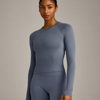 Oner Seamless Fitted Long Sleeve Top | Dark Granite Blue