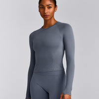 Oner Seamless Fitted Long Sleeve Top | Dark Granite Blue
