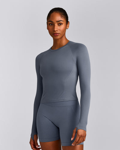 Oner Seamless Fitted Long Sleeve Top | Dark Granite Blue