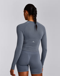 Oner Seamless Fitted Long Sleeve Top | Dark Granite Blue