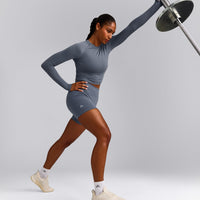 Oner Seamless Fitted Long Sleeve Top | Dark Granite Blue