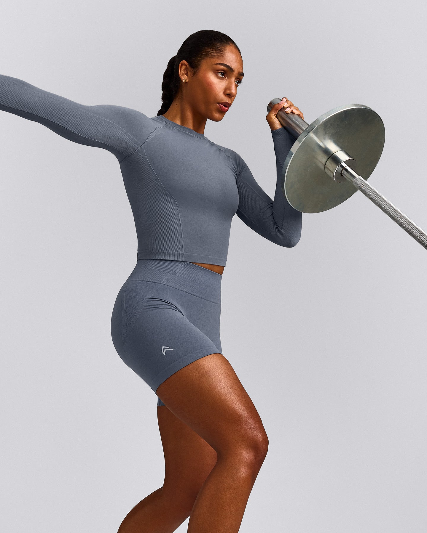 Oner Seamless Fitted Long Sleeve Top | Dark Granite Blue
