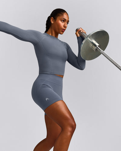 Oner Seamless Fitted Long Sleeve Top | Dark Granite Blue
