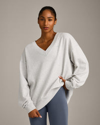 Cotton Vintage Lounge V Neck Sweatshirt | Light Gray Marl