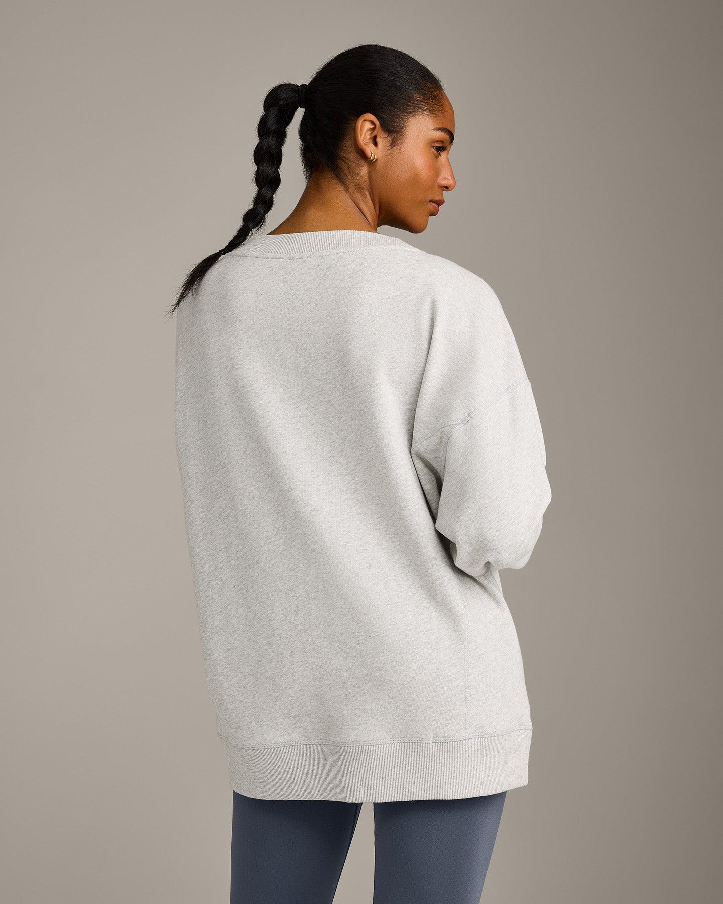 Cotton Vintage Lounge V Neck Sweatshirt | Light Gray Marl