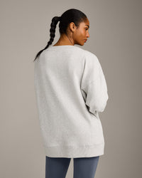 Cotton Vintage Lounge V Neck Sweatshirt | Light Gray Marl