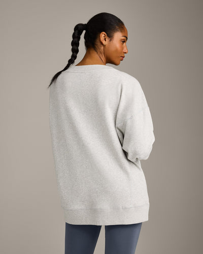 Cotton Vintage Lounge V Neck Sweatshirt | Light Gray Marl