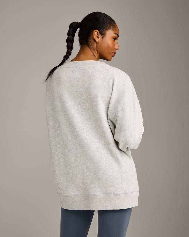 Cotton Vintage Lounge V Neck Sweatshirt | Light Gray Marl