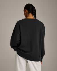 Cotton Vintage Lounge V Neck Sweatshirt | Washed Black