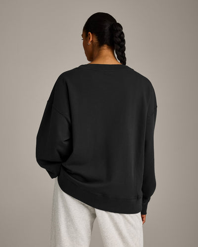 Cotton Vintage Lounge V Neck Sweatshirt | Washed Black