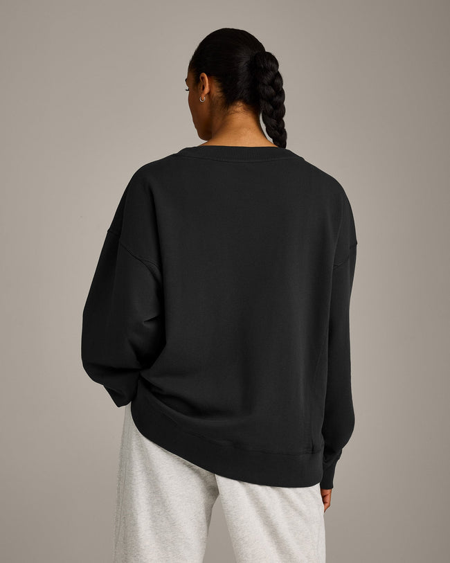 Cotton Vintage Lounge V Neck Sweatshirt | Washed Black