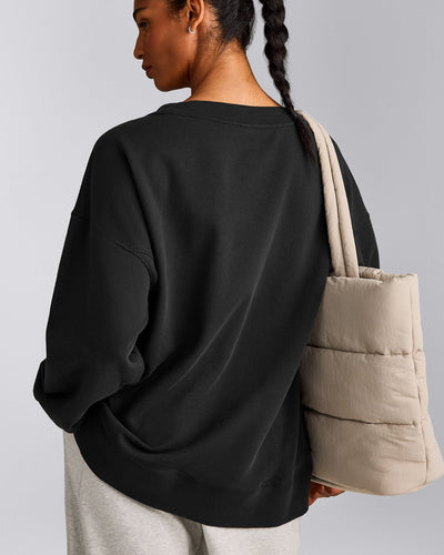 Cotton Vintage Lounge V Neck Sweatshirt | Washed Black