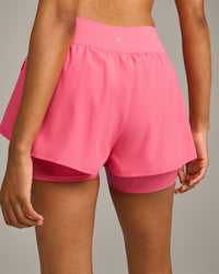 UnifiedMove Double Layer Shorts 5" with Reflective Logo | Hot Girl Pink