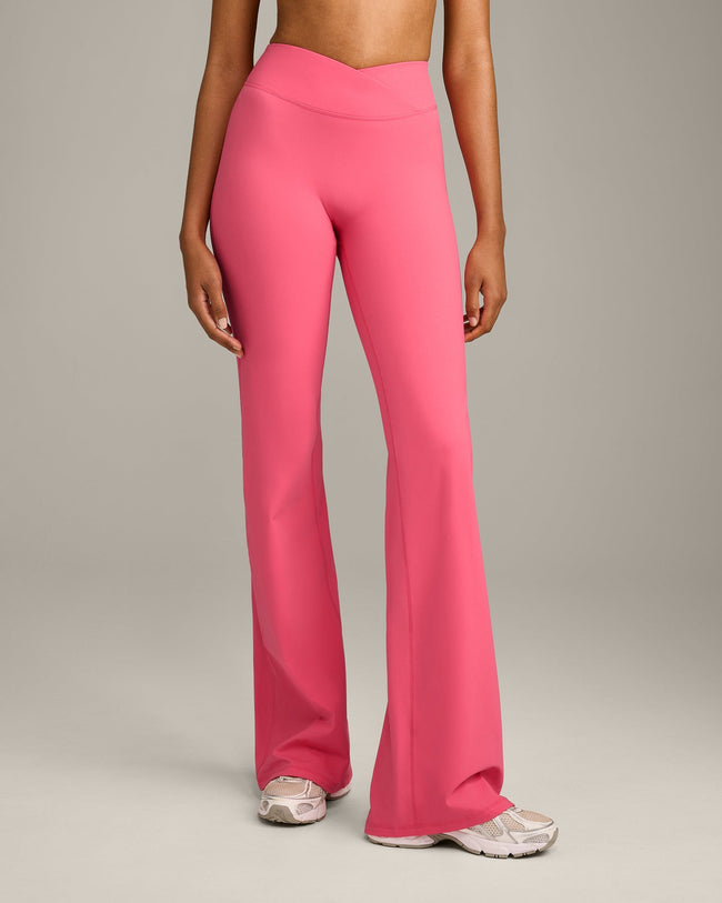 UnifiedMove Wrap Flared Bottoms with Reflective Logo | Hot Girl Pink