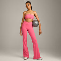 UnifiedMove Wrap Flared Bottoms with Reflective Logo | Hot Girl Pink