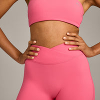 UnifiedMove Wrap Flared Bottoms with Reflective Logo | Hot Girl Pink