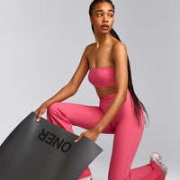UnifiedMove™ Micro Bandeau Bralette with Reflective Logo | Hot Girl Pink