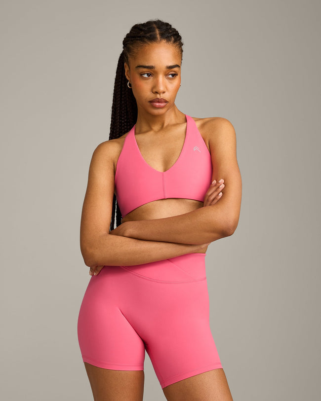 UnifiedMove Micro Bralette with Reflective Logo | Hot Girl Pink