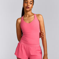 UnifiedMove™ V Neck Cross Back Tank Top with Reflective Logo | Hot Girl Pink