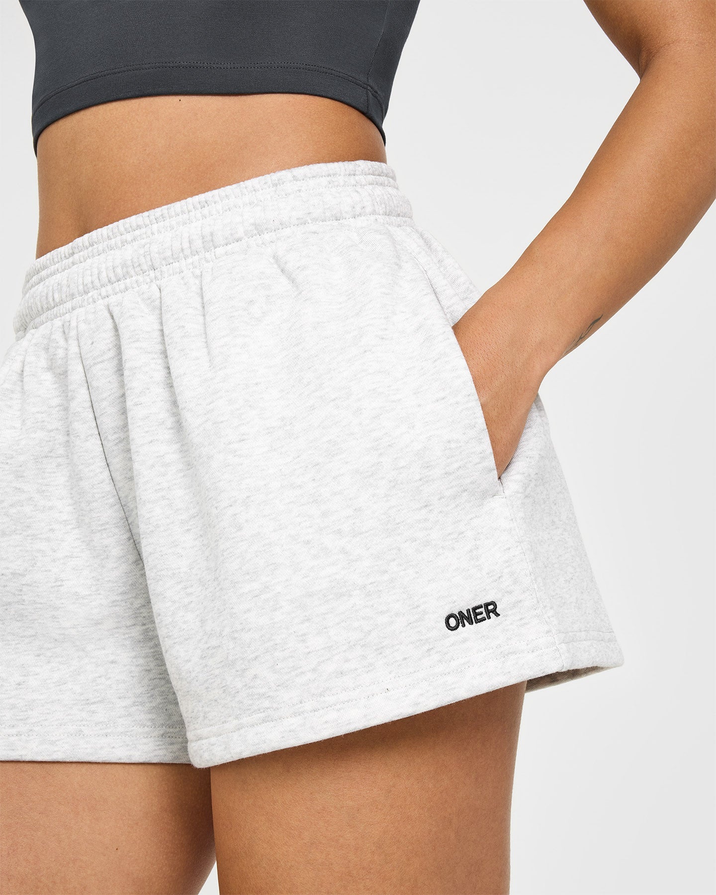 Foundations Oversized Shorts | Light Gray Marl