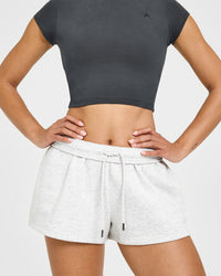 Foundations Oversized Shorts | Light Gray Marl