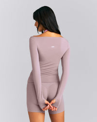 FormeSoft™ Fitted Off-The-Shoulder Long Sleeve Top | Dusty Purple
