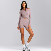 FormeSoft™ Fitted Off-The-Shoulder Long Sleeve Top | Dusty Purple