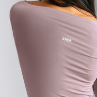 FormeSoft™ Fitted Off-The-Shoulder Long Sleeve Top | Dusty Purple