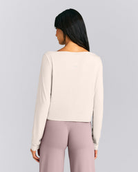 FormeSoft™ Relaxed Slash Neck Long Sleeve Top | Sand