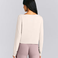 FormeSoft™ Relaxed Slash Neck Long Sleeve Top | Sand