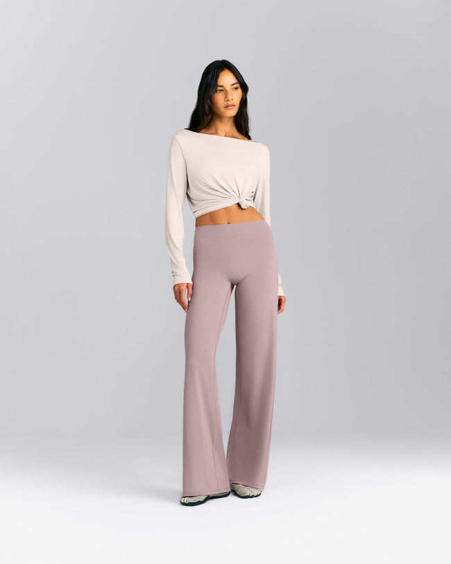 FormeSoft™ Relaxed Slash Neck Long Sleeve Top | Sand