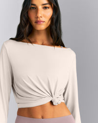 FormeSoft™ Relaxed Slash Neck Long Sleeve Top | Sand