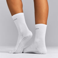 Pilates Grip Crew Socks 1 Pack | White