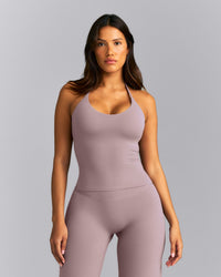 SoftMotion™ Strappy Halter Neck Tank Top with Built in Bra Shelf New Branding | Dusty Purple
