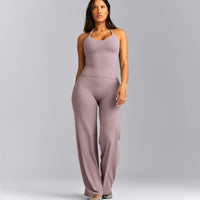 SoftMotion™ Strappy Halter Neck Tank Top with Built in Bra Shelf New Branding | Dusty Purple