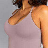 SoftMotion™ Strappy Halter Neck Tank Top with Built in Bra Shelf New Branding | Dusty Purple