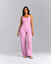 SoftMotion™ Strappy Halter Neck Tank Top with Built in Bra Shelf New Branding | Rose Pink