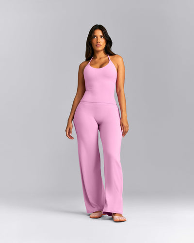 SoftMotion™ Strappy Halter Neck Tank Top with Built in Bra Shelf New Branding | Rose Pink