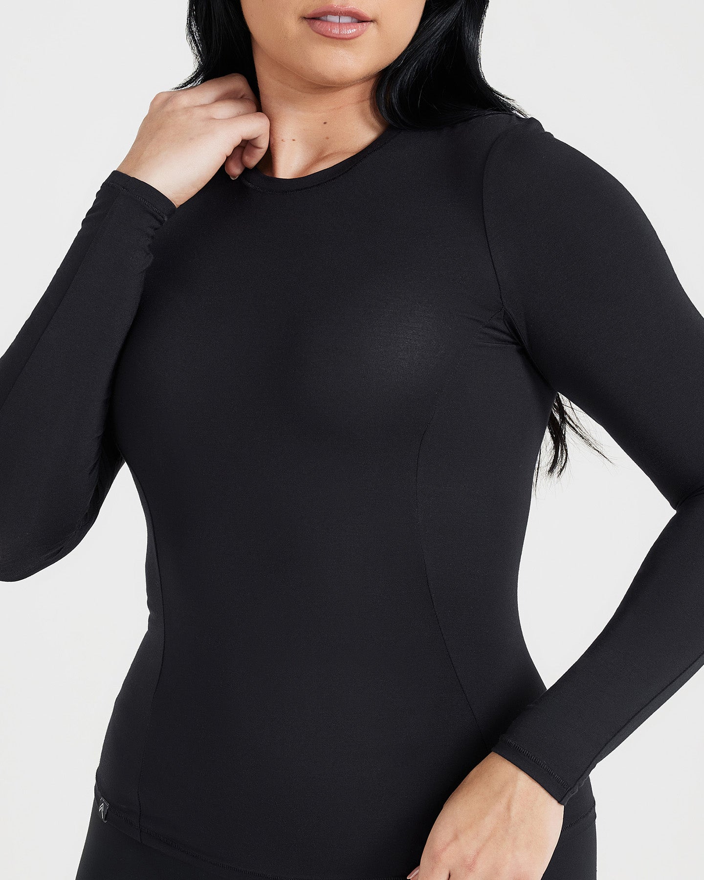 Women's Black Long Sleeve Top - Slim Fit