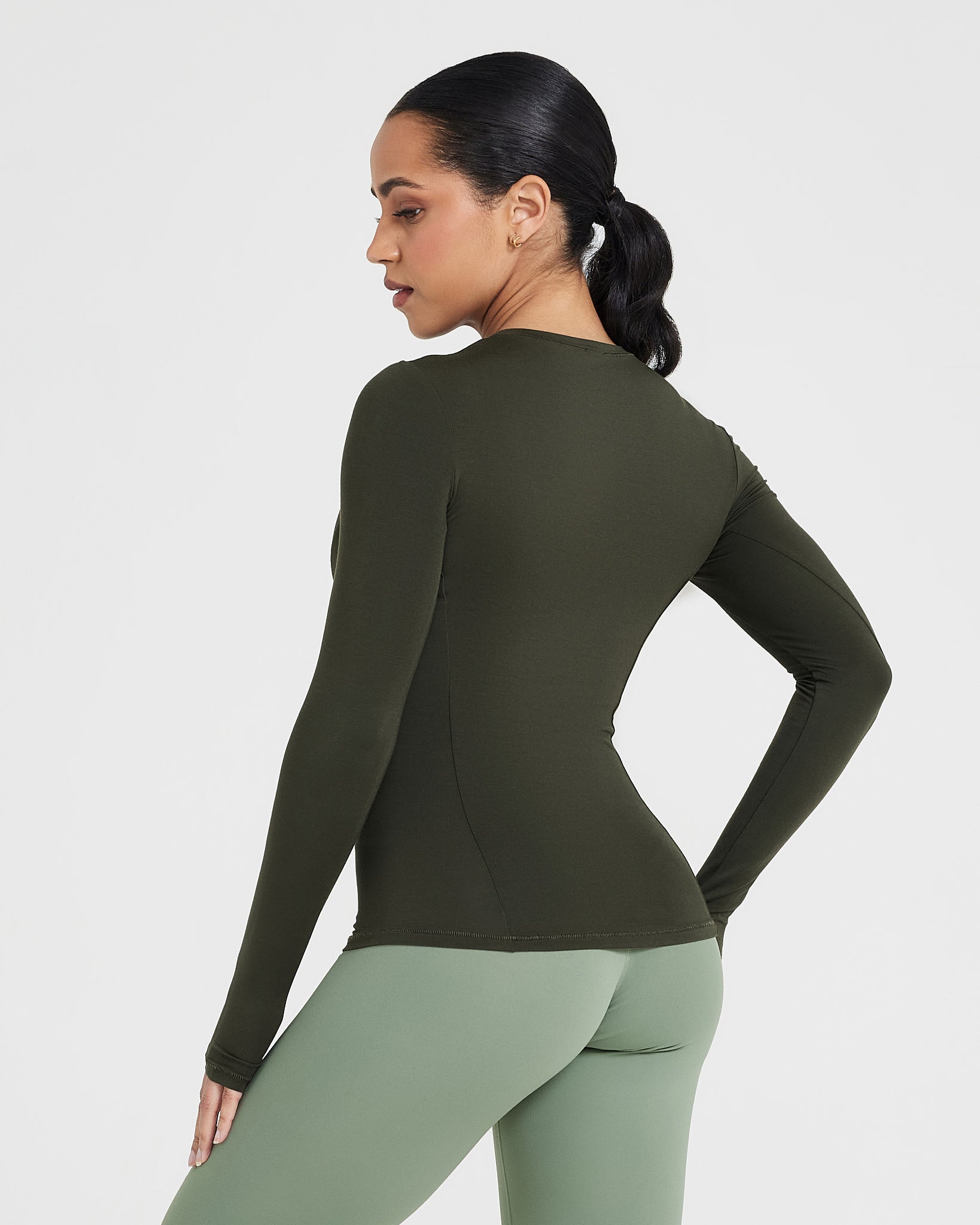 Khaki Green Long Sleeve Top Women's | Oner Active US