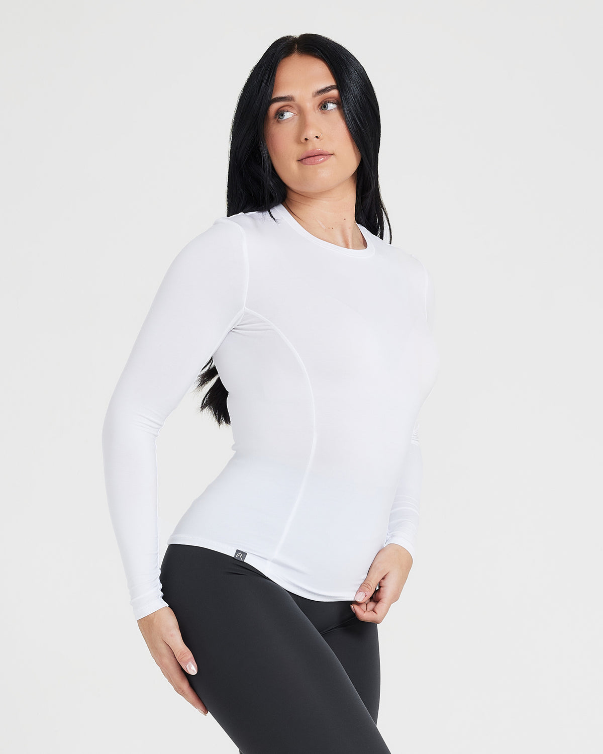 Black Mid Sleeve Top Women's - Long Sleeve Mid Length